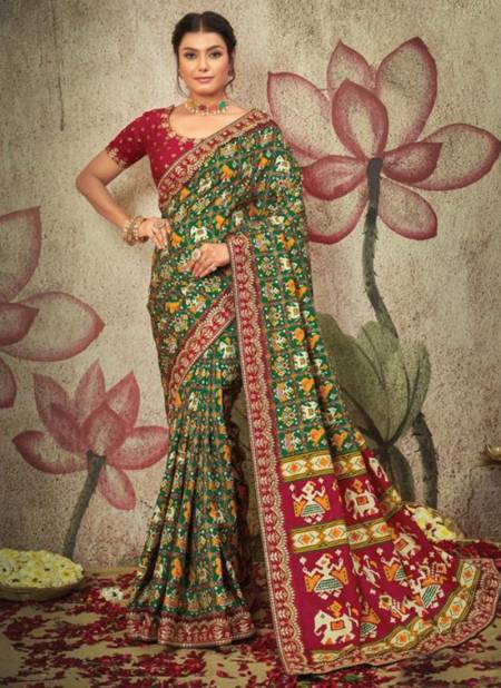 Maroon And Green Colour NORITA 42400 SERIES GATHA Mahotsav New Latest Designer Ethnic Wear Silk Saree Collection 42418